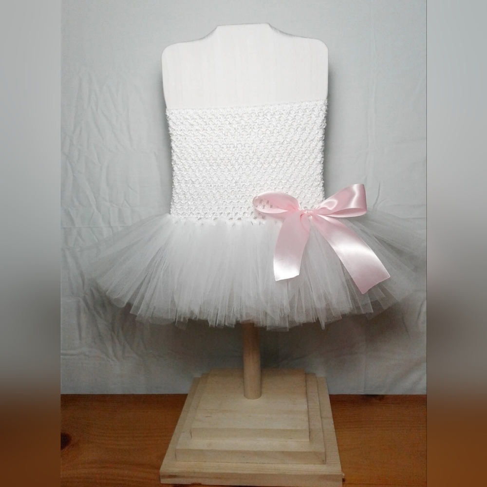 Charming White and Pink Tutu Dress Handmade